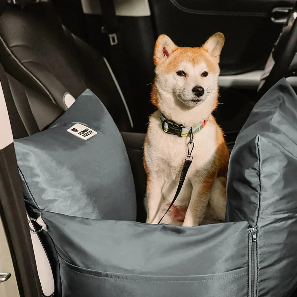 Padded Dog Car Seat Booster with Safety Harness & Side Bolsters – Water-Resistant Washable Pet Travel Carrier for Cars, SUVs & Travel