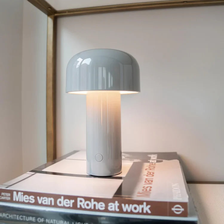 Cordless Mushroom Table Lamp with Touch Dimmer & USB-C Rechargeable Battery for Bedroom, Desk & Outdoor