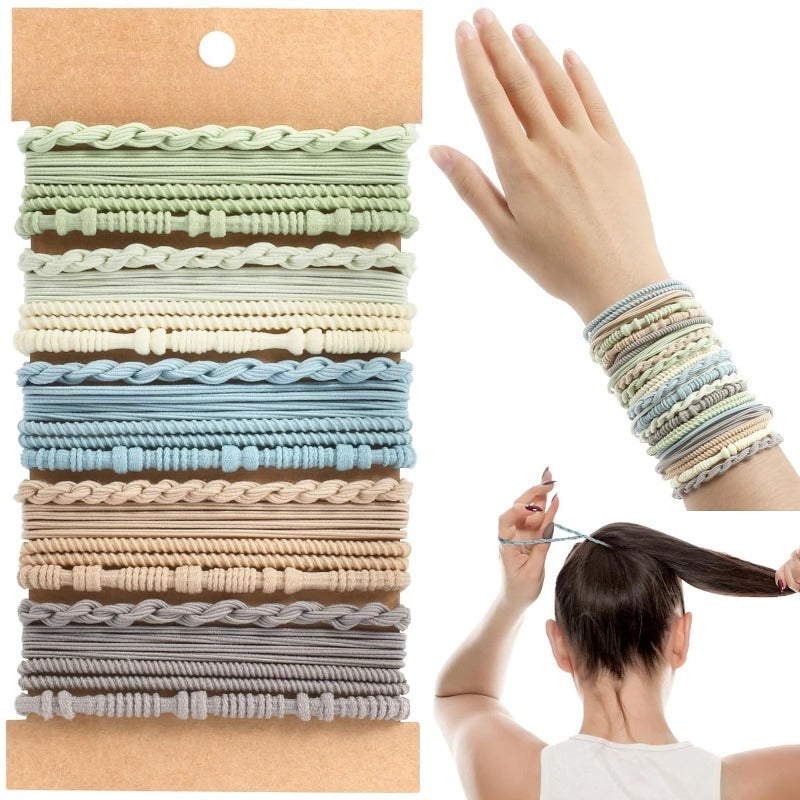 Natural Beaded Hair Tie Set