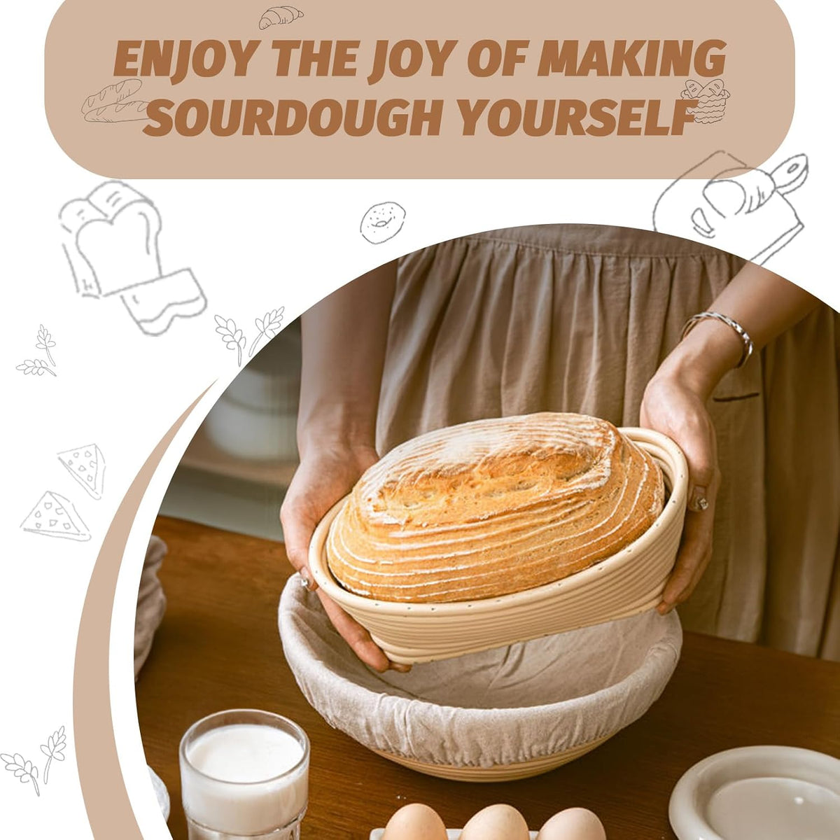 Sourdough Proofing Basket Gift Set