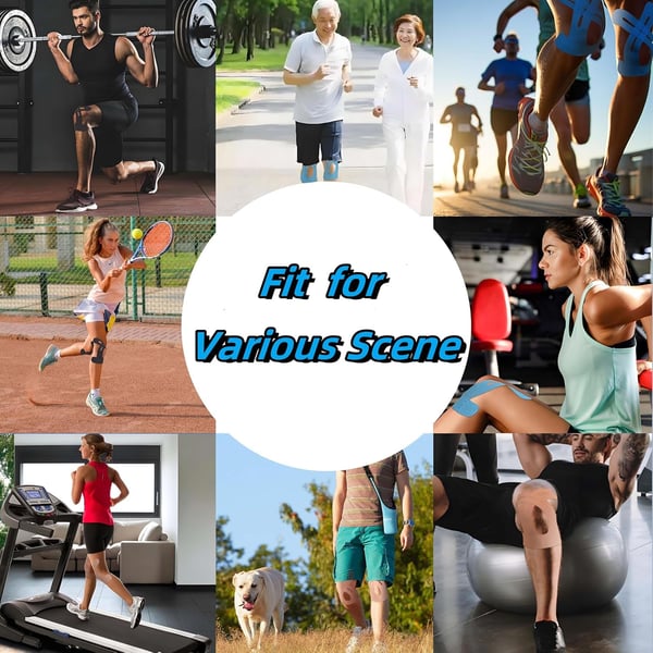 Pre-Cut Kinesiology Tape for Knee Support – 150% Stretch Cotton Athletic Tape & Stability During Sports & Daily Activity