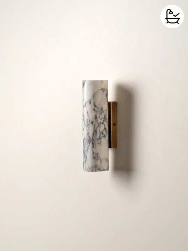 Natural Marble Sconce Dual Beam Design for Vanity Mirror Accent Hallway Bath Dimmable G9 LED Socket 9.4 Inch Height Stone Finish
