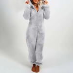 Women's Full-Zip Fleece Onesie Pajama – Plush Loungewear Jumpsuit for Winter Nights, Relaxed Fit Sleepwear for Cold Weather, Cozy Homewear