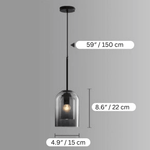 Glass Pendant Light Fixture Gray or Amber for Bedroom Dining Room Kitchen Island Modern Ceiling Lighting