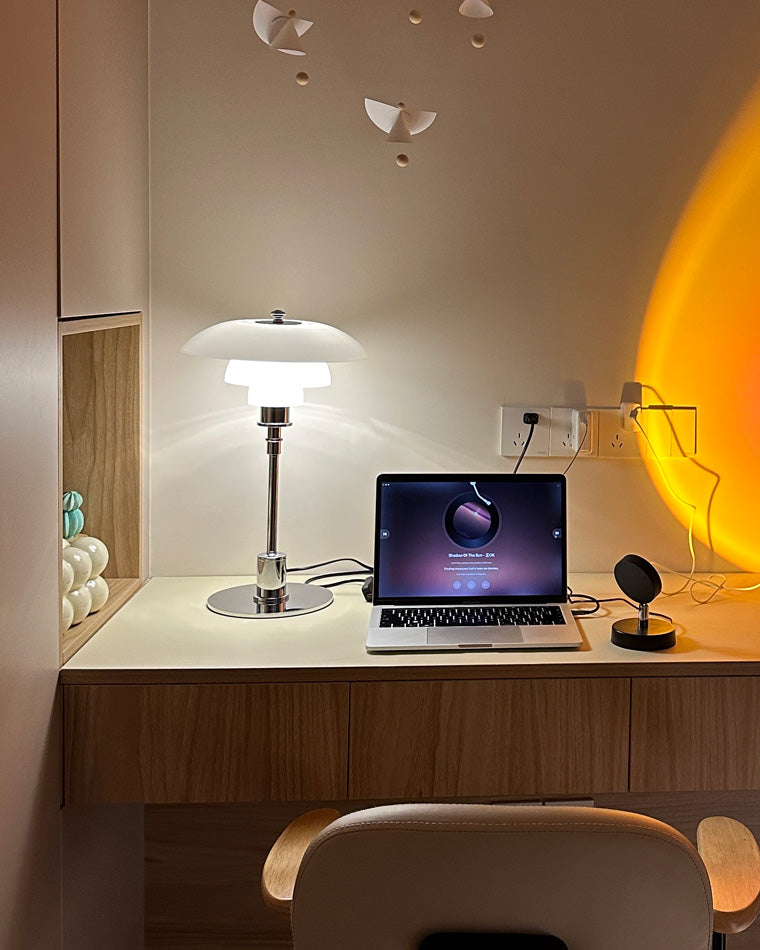 Glass Desk Lamp with Adjustable Light Temperature 19 inches Tall for Home Office Bedside Reading Study Room Work Surface Illumination Nights