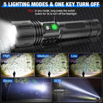 Ultra-Bright Tactical LED Torch 100000 Lumens Rechargeable USB-C Zoomable Waterproof for Camping Hiking Emergency Backup Power Bank Aluminum