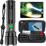 Ultra-Bright Tactical LED Torch 100000 Lumens Rechargeable USB-C Zoomable Waterproof for Camping Hiking Emergency Backup Power Bank Aluminum