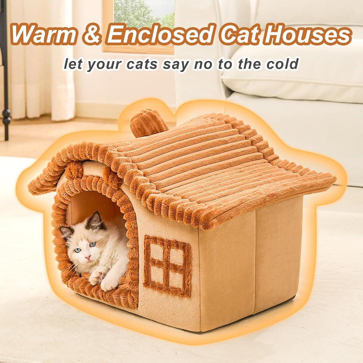 Plush Hideaway Cat Bed for Warm Comfortable Sleep