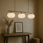 Triple Glass Shade Hanging Light 7-inch Globes Adjustable Height Silver Gold Kitchen Dining Room Ceiling Fixture for Modern Homes