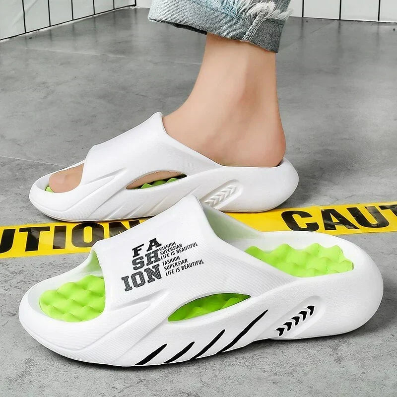 Cushioned Arch Support Slide Sandals for Women & Men with Textured Footbed Relief Indoor Outdoor Open Toe Adjustable