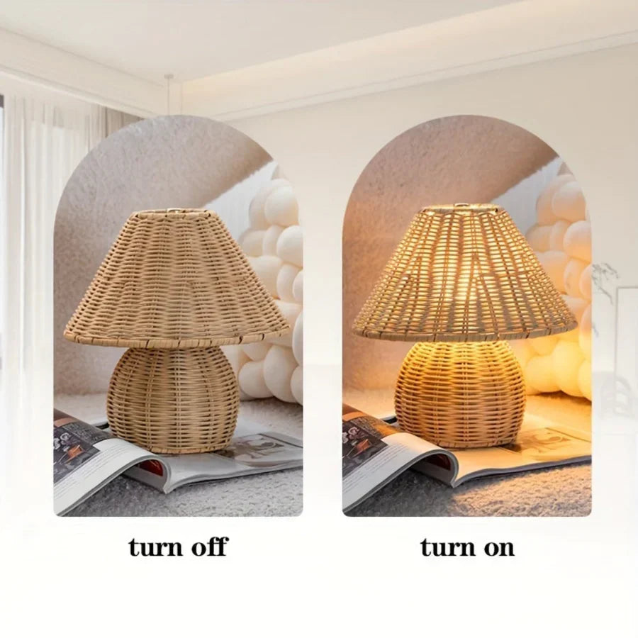NoyaGlow – Rattan Weave Table Lamp Natural Home Decor