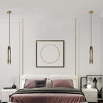 Glass Cylinder Hanging Light Fixture 15 Inch Height Adjustable Drop Ceiling Lamp for Dining Room Bedroom Living Room Contemporary Minimalist