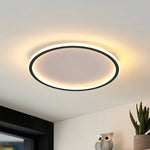 Dimmable Round LED Flush Mount Ceiling Light for Bedroom Living Room | Black White Metal Acrylic | Indoor Hardwired 12-20 Inch Fixture