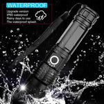 Rechargeable LED Tactical Flashlight USB Zoom Adjustable 90000 Lumen Handheld Torch for Camping Hiking Emergency