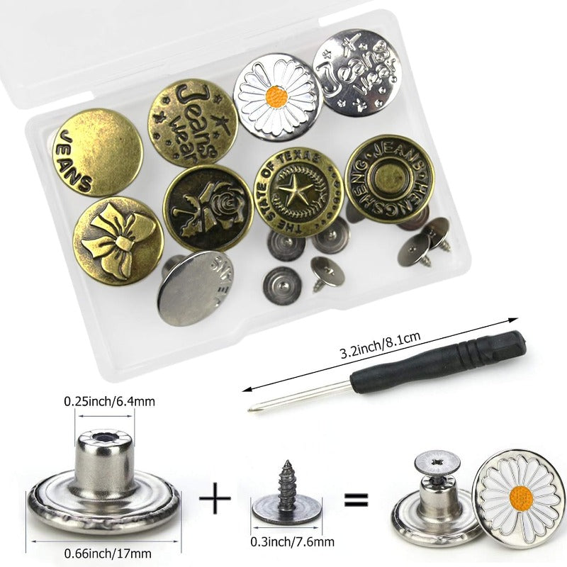 Easy Fit Denim Jeans Button Replacement Set
