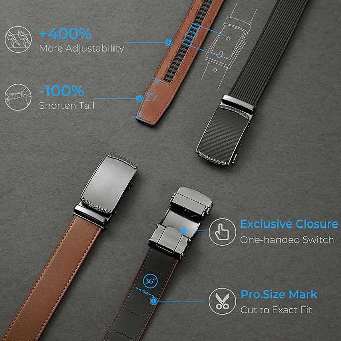 Adjustable Genuine Leather Ratchet Belt