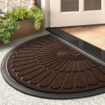 Half-Moon Entryway Mat 17x30in Grip-Back Rubber Construction Mud-Trapping Surface Indoor Outdoor Use All-Weather for Front Door Back Porch H