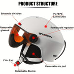 Winter Snow Helmet with Removable Visor for Skiing Snowboarding Mountain Sports Adjustable Head Protection Breathable Padded Lightweight Out