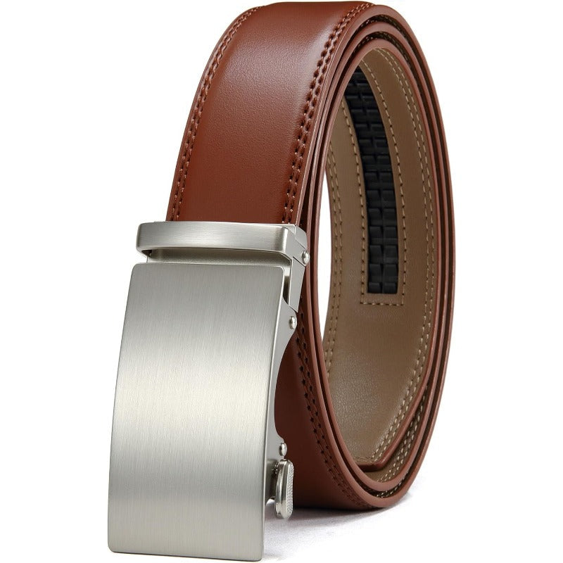 Adjustable Genuine Leather Ratchet Belt