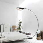 Arched Standing Lamp with Organic Leaf Shade Tri-Temperature Adjustable Black Metal Frame for Reading & Ambient Lighting