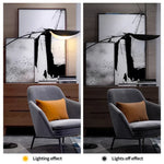 Arched Standing Lamp with Organic Leaf Shade Tri-Temperature Adjustable Black Metal Frame for Reading & Ambient Lighting