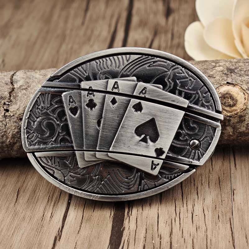 Oval Bull Skull Belt Buckle with Hidden Knife