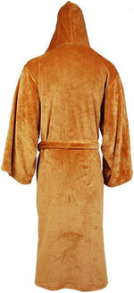 Men's Hooded Flannel Bathrobe | Long Absorbent Spa Robe with Belt for Shower Bathroom | Plush Warm Loungewear Housecoat