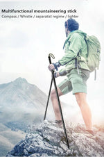 Collapsible Multi-Tool Trekking Stick with Compass, Fire Starter & Survival Accessories for Hiking, Camping & Emergency Preparedness
