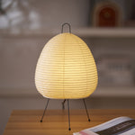 Handcrafted Paper Shade Accent Lamp 10 in Wide Warm Glow LED Bedside Nightlight for Bedroom Office Desktop Reading Nook Minimalist Japanese