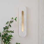Alabaster Wall Sconce with Brass Accents – Modern LED Fixture for Living Room, Hallway & Bedroom