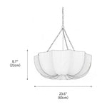 Fabric Drum Ceiling Light with Bowl Shade for Kitchens and Dining Areas 16 Inch Adjustable Hanging Fixture Neutral Beige Cloth Lampshade Thr