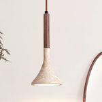 Natural Stone Ceiling Pendant | 5-Inch Compact Drop Light for Counters, Nightstands & Dining Nooks | Adjustable Cord | Warm Ambient Glow