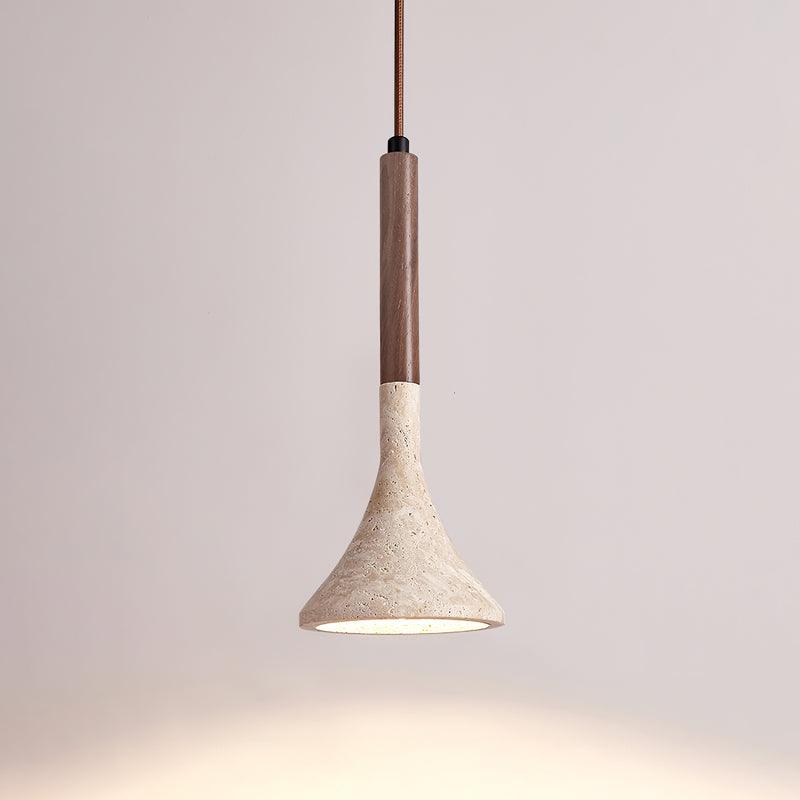 Natural Stone Ceiling Pendant | 5-Inch Compact Drop Light for Counters, Nightstands & Dining Nooks | Adjustable Cord | Warm Ambient Glow