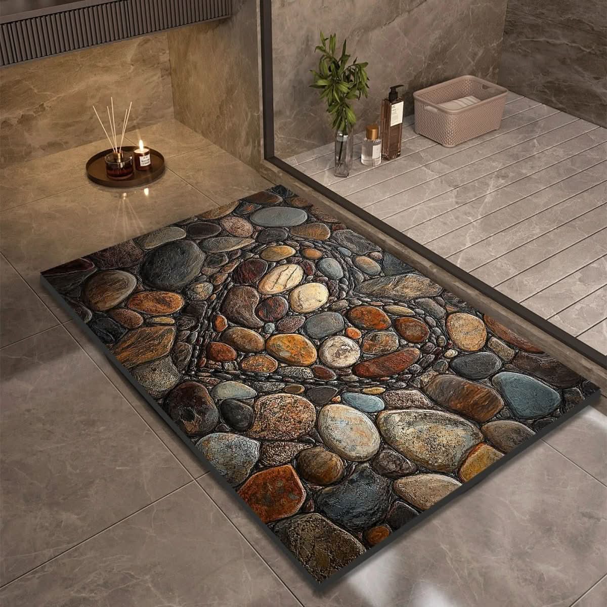 DRYSTONE – Quick Dry Stone Bath Mat Non Slip Bathroom Floor Mat