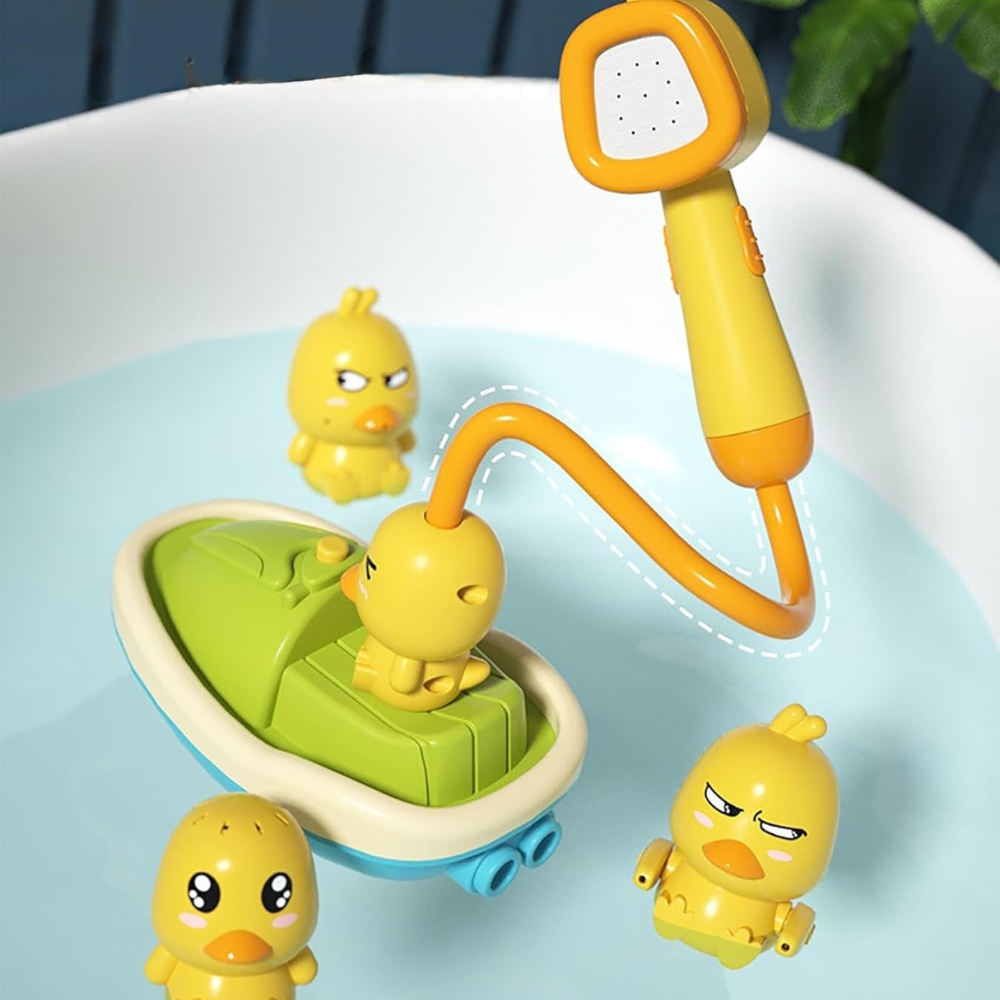 Fun Bath Toys with Rubber Ducks and Soft Sprayer