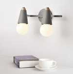 Iron & Wood Sconce with Two Sockets for Bedroom Hallway Above Bed Mirror Vanity Task Lighting E27 Compatible 7.5 in W