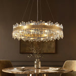 Tiered Crystal Chandelier with Gold Frame – Dining Room & Kitchen Island Ceiling Light – 19.7 to 39.4 inch diameter – Multi-Layer K9 Prism D