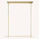 Linear Crystal Chandelier 60 Inch – Brass Frame with 10 Hanging Prisms – LED Lighting for Dining Room & Entryway