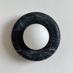 Round Glass Sconce with Natural Stone Backplate – 8-Inch Contemporary Fixture for Entryways, Bedrooms & Corridors