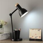 Solid Wood & Iron Desk Lamp with E26 Socket – Scandinavian Style Reading Light for Bedroom, Office & Living Room