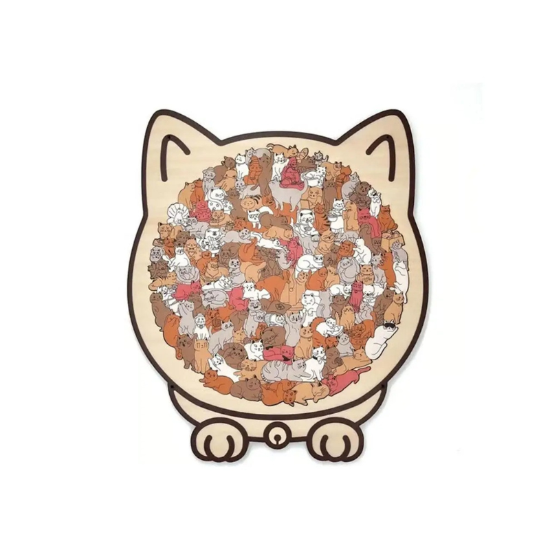135 Piece Cat Shaped Wooden Puzzle
