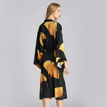 Bamboo Bathrobe - Lightweight Polyester, Ginkgo Leaf Print