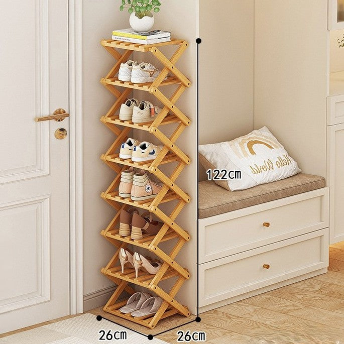 Bamboo Storage Rack | Shoe Storage Organizer with Foldable Design | Space-Saving Solution for Home