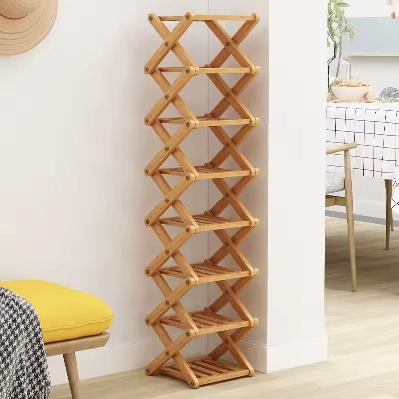 Bamboo Storage Rack | Shoe Storage Organizer with Foldable Design | Space-Saving Solution for Home