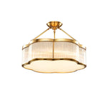 Brass Glass Flush Mount Ceiling Light 20 Inch Quatrefoil Design for Bedroom Living Room Dining Room Indoor Lighting Fixture