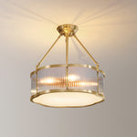 Brass Glass Flush Mount Ceiling Light 20 Inch Quatrefoil Design for Bedroom Living Room Dining Room Indoor Lighting Fixture