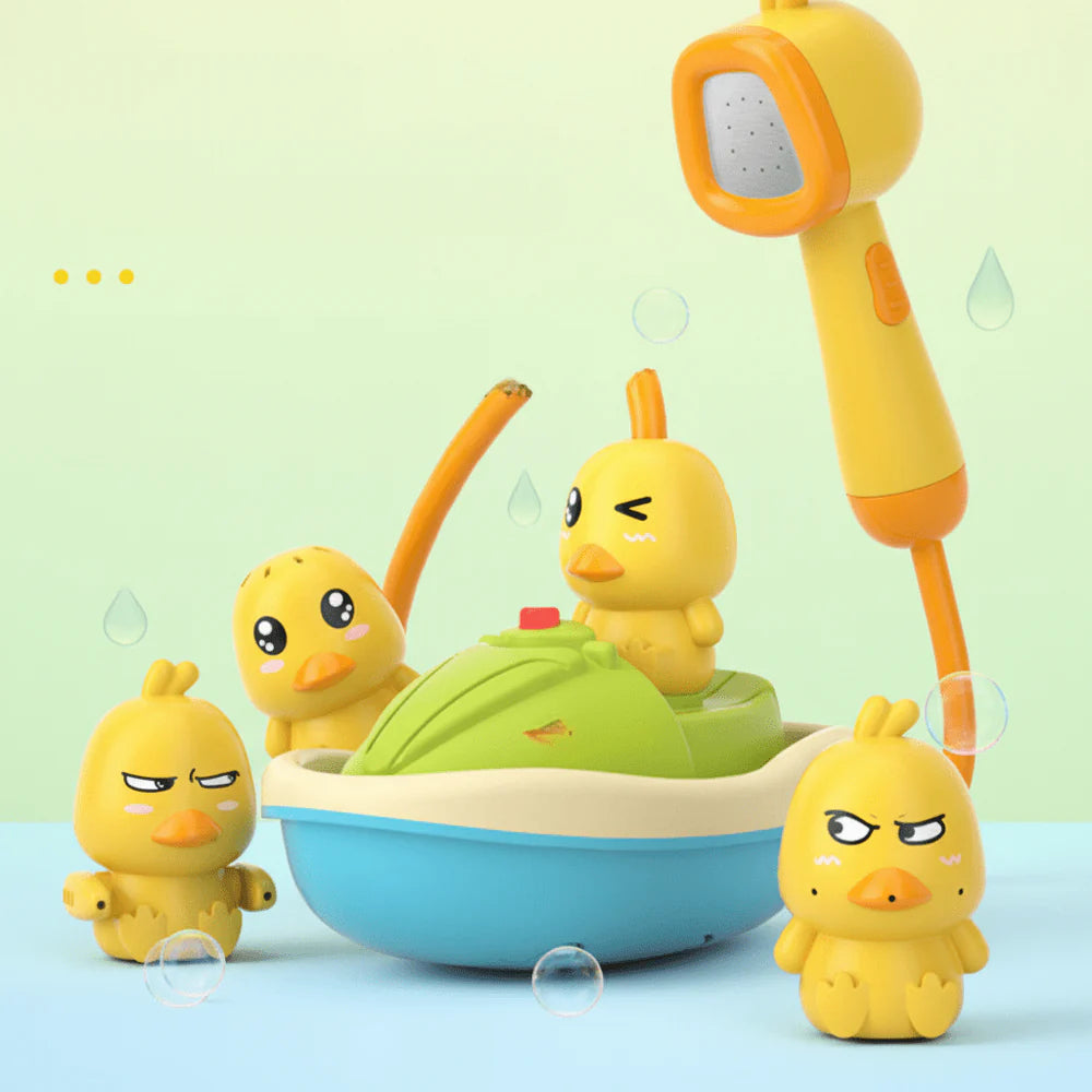 Fun Bath Toys with Rubber Ducks and Soft Sprayer