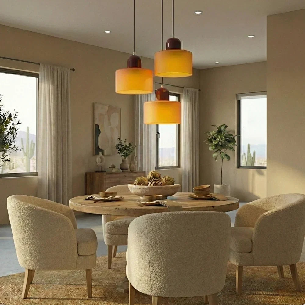 Coloured glass Bauhaus pendant light