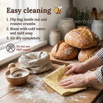 Organic Cotton Bread Bag with Pure Beeswax Lining | Reusable Bread Storage Pouch for Homemade Sourdough and Artisan Loaves | Kitchen Fresh-K