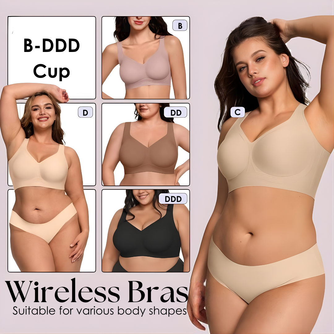Wireless Push-Up Comfort Bra with Silicone Support Bands for All-Day Lift and Shape